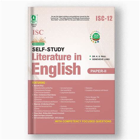 Evergreen ISC Self Study Literature in English (Paper II) For Class 12 ...