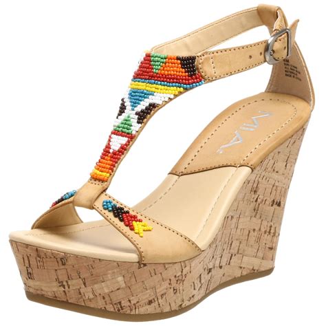 Buy MIA Women's Suri Beaded T-Strap Wedge Sandal,Natural,12 M US at ...