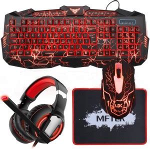 MFTEK Gaming Keyboard, Mouse and Headphone Combo, Crack 3 Colors LED ...