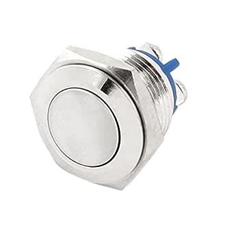 Alcoa PrimePanel Mount SPST 16mm Thread Momentary Flat Metal Push ...