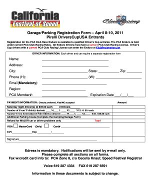 Fillable Online zone8 pca Club Race Garage Form 08.doc Fax Email Print ...