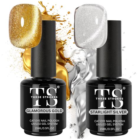 Buy THR3E STROKES Silver and Gold Smoothie Cat Magnetic Gel Polish - 9D ...