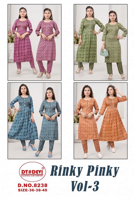 8238-Rinky Pinky Vol 3 Dt Devi Cotton Kurti Bottom Set – Kavya Style Plus