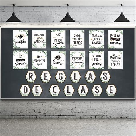 Bulletin Board Posters Spanish Inspirational Quote Class Rules Posters ...