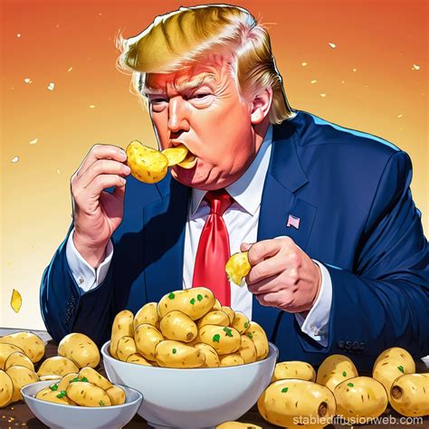 Donald Trump as Anime Character Eating Potatoes | Stable Diffusion Online