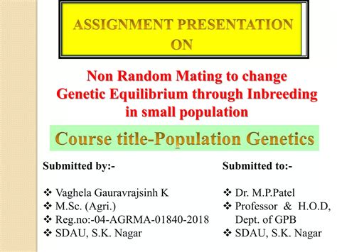 Non Random Mating to change Genetic Equilibrium through Inbreeding in ...