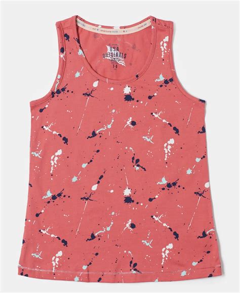 Buy Girl's Super Combed Cotton Printed Tank Top - Faded Rose UG36 ...