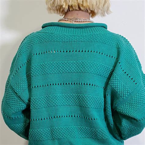 80s green cotton knit sweater | LEMON