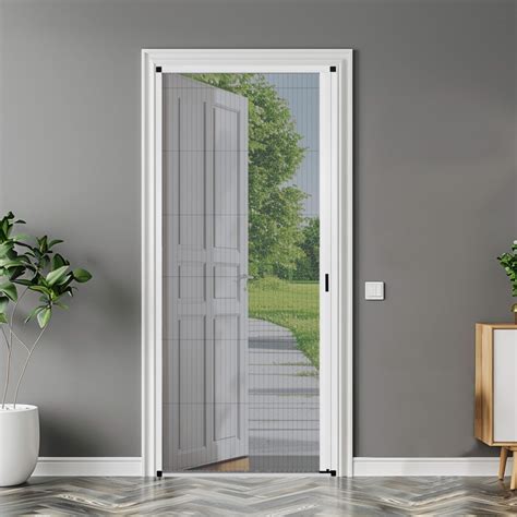 MaKefeile No-Drilling Retractable with Track Screen Door Sliding Screen Doors Retractable Screen ...