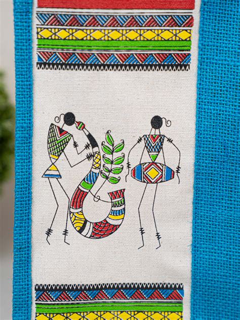 Jute Bag with Warli Print - WBG1692 – Wedtree