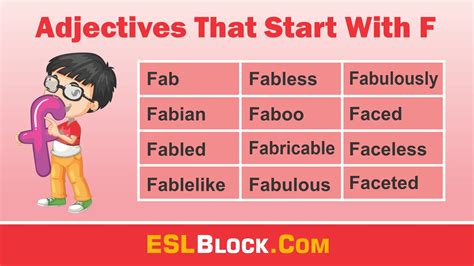 Adjectives That Start With F - English as a Second Language