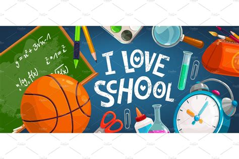 I love school vector poster | Vector Graphics ~ Creative Market