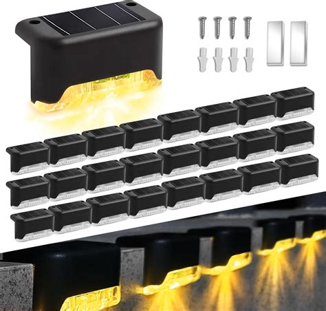 24Pack Outdoor Solar Deck Lights, Solar Step Lights Waterproof Solar ...