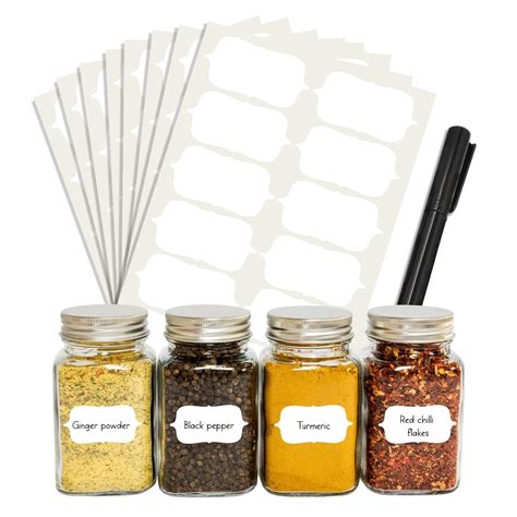 ROUSRIE Pack of 84 Reusable Waterproof White Same Shape Mason Jars ...