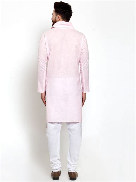 Pink Kurta With Aligarh Pajama Set in Linen For Men by Treemoda – Yard ...