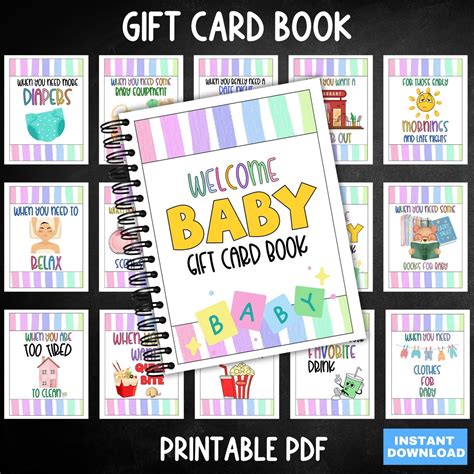 New Mom Gift Card Book, Printable Baby Shower Gift, New Baby Gift Card ...