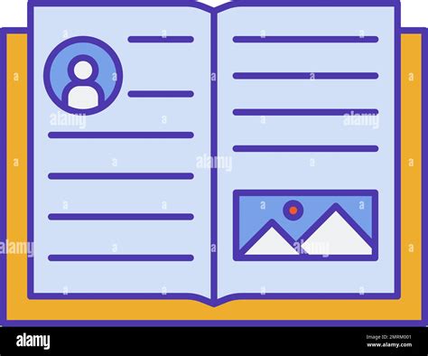 Biography book vector. Open autobiography story icon. Flat personal memories textbook ...