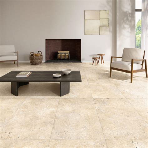 Carrelage sol intérieur effet travertin ivoire Avertino l.60 x L.120 cm ...