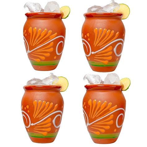 ELTRICOLOR Cantaritos de Barro Mexicanos - Set of 4 Authentic India | Ubuy