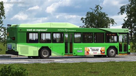 Gillig Low Floor Hybrid Bus Intercity Green Simple Interior 3D Model ...