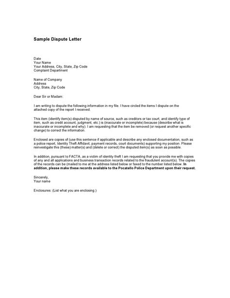 50 Best Credit Dispute Letters Templates [Free] ᐅ TemplateLab