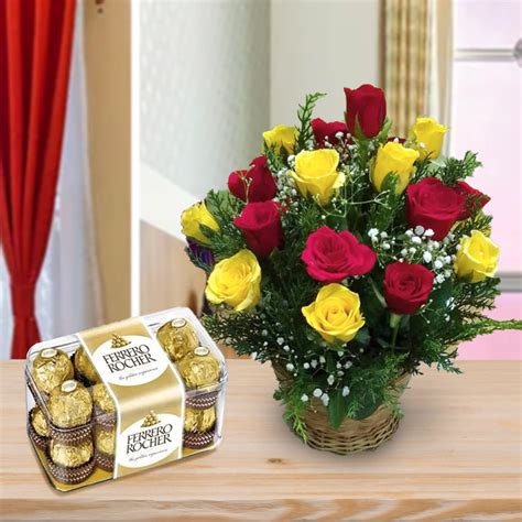 Chocolate Rose Affair: 20 Roses & 16 Ferrero Treats | Florist Chennai