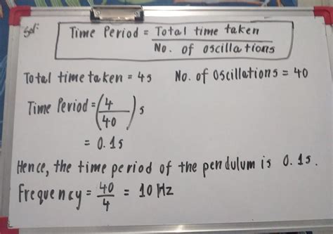 Q.5. A pendulum oscillates 40 times in 4 seconds. Find its time period ...