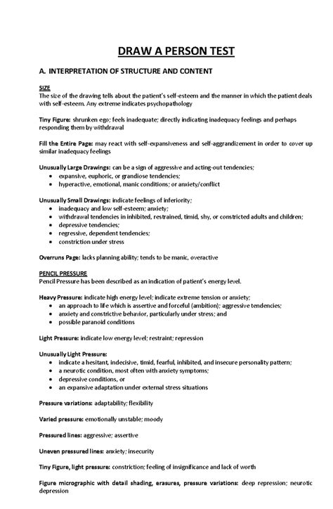DAP Test Interpretation Analysis - Psychological Insights - Studocu