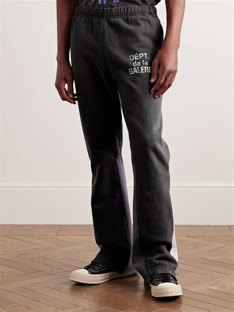 GALLERY DEPT. Flared Denim-Panelled Logo-Print Cotton-Jersey Sweatpants ...