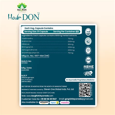 Hair DON I Anti Hair Fall & Hair Regain Ayurvedic Capsule I No Side Ef