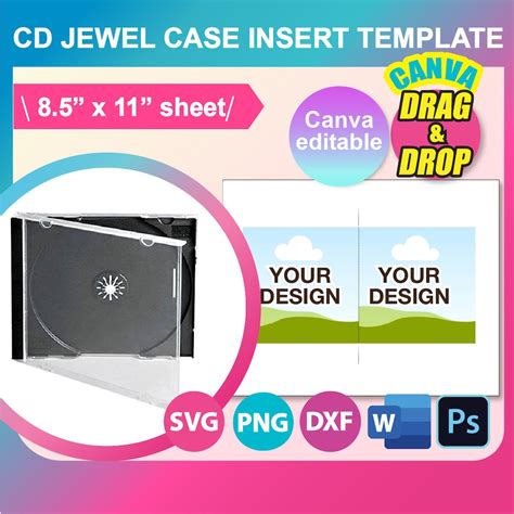 Jewel Case CD Insert Template, Jewel Case Insert, Ms Word, Canva, PSD ...