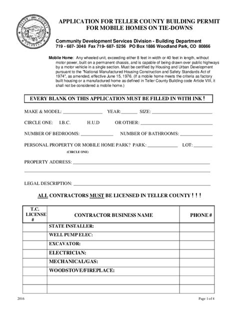 Teller County Building Department - Fill Online, Printable, Fillable ...