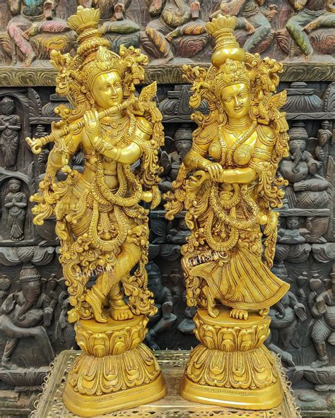 Buy Pure Brass Radha Krishna Idols 30" - Budhshiv.com