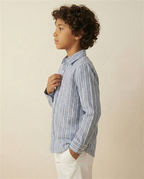 Boys Blue Rayon Full Sleeve Stripe Shirt – Spunkies