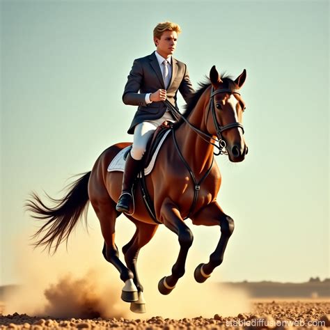 Young Man on Horse | Stable Diffusion Online