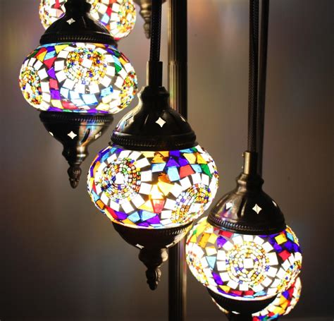 Turkish Mosaic Floor Lamp 7 Globe Mosaic Moon Orbit - Nirvana