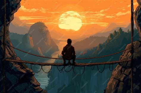 Premium AI Image | Rear View Illustration of a Man Enthralled by the ...