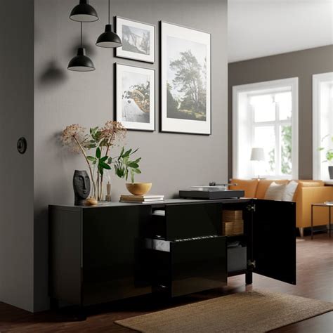 BESTÅ storage combination with drawers, black-brown/Selsviken/Stubbarp ...