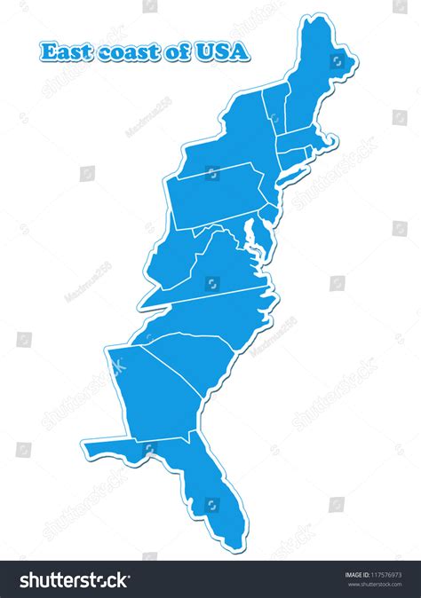 Usa East Coast Map Stock Illustration 117576973 - Shutterstock