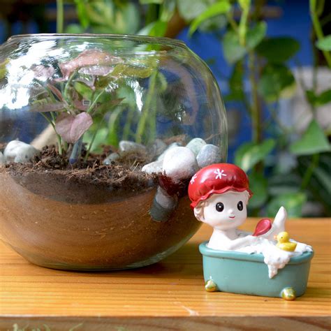 Miniature Cute Boy in Bathtub Decor