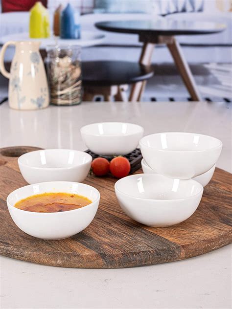 Crocera India Cereal Bowl, 330ml, Set of 6 pcs,(Plain, Super White ...