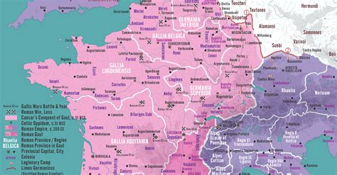 Map of the Roman Conquest & Rule in Gaul, c. 200 CE - World History ...