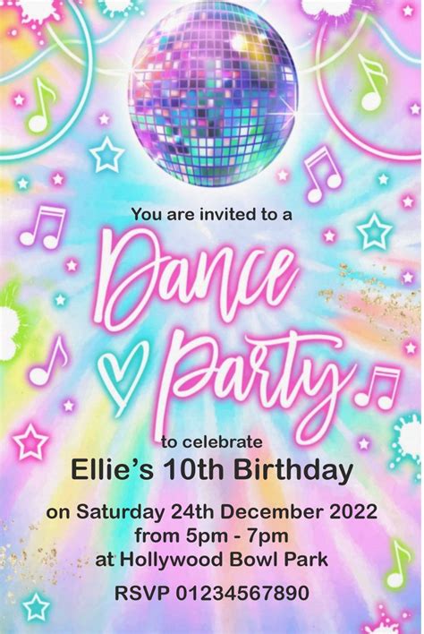 40 Personalised Disco Birthday Party Invitations Any Age Kids Adults ...