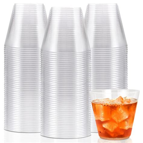 Buy 100 Pack Clear Plastic Cups 9 oz Plastic Party Cups Heavy Duty ...