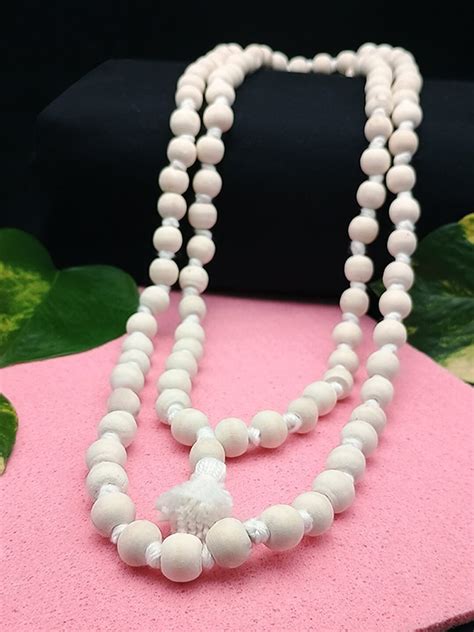 White Tulsi Mala 54 beads for wearing, 108 beads for Jaap – Rudrajap