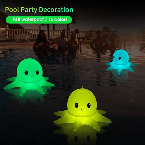 Buy SEMANJLL Solar Powered Octopus Floating Pool Light, 20 inch 16 RGB ...
