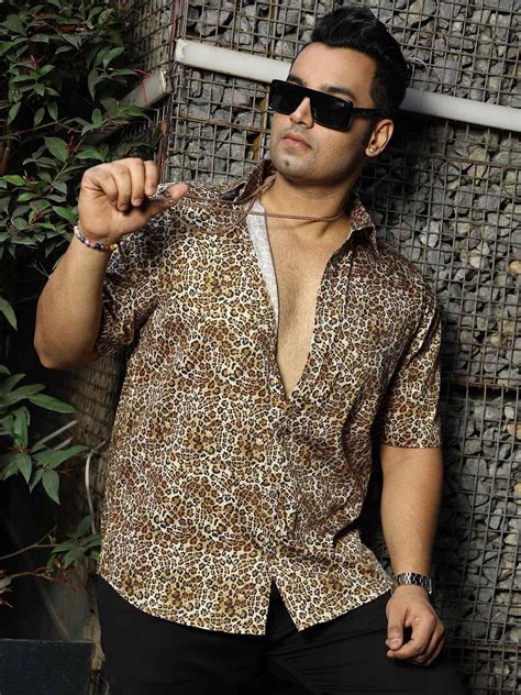 Buy Animal Print Party Wear Half Shirt Men's Plus Size Online - Guniaa