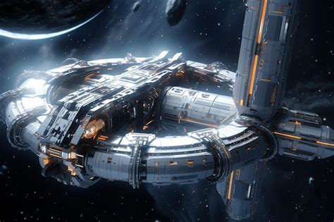 Futuristic spacecraft docking at a space station i 00317 03 | Premium ...