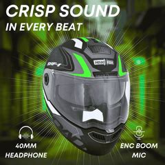 Headfox N2 Air Road Green Smart Bluetooth Flip-up Double Visor Helmet ...