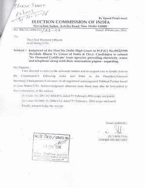 Fillable Online eci nic Additional Affidavit - Election Commission of ...